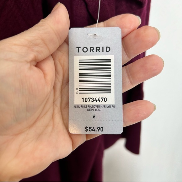 Torrid fold over Marilyn burgundy cowl neck sweater long sleeve size 6X - Picture 3 of 7